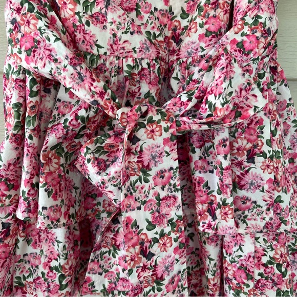 Hello Molly Ruffled Out Floral Pink and White One Shoulder Dress Size 10 NWT - Picture 9 of 14